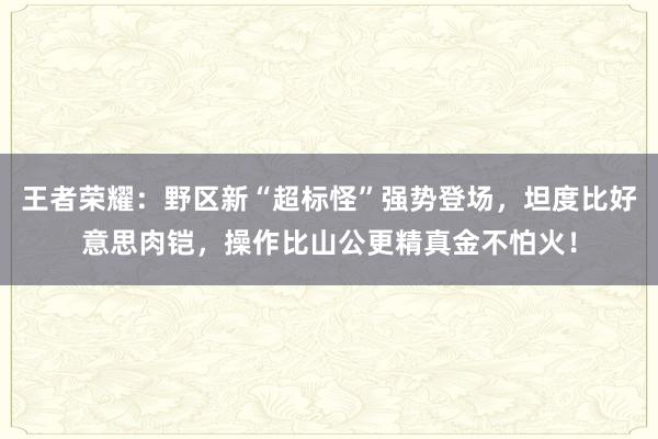 王者荣耀：野区新“超标怪”强势登场，坦度比好意思肉铠，操作比山公更精真金不怕火！