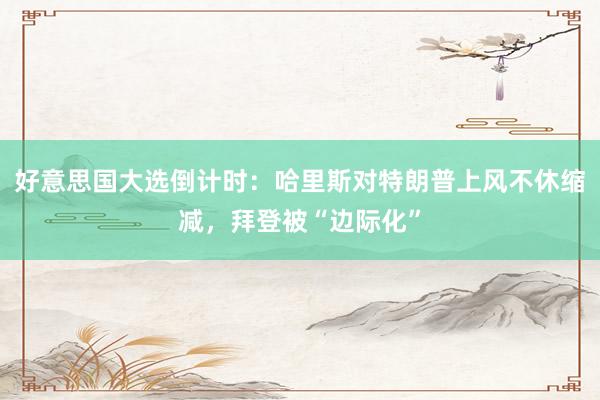 好意思国大选倒计时：哈里斯对特朗普上风不休缩减，拜登被“边际化”